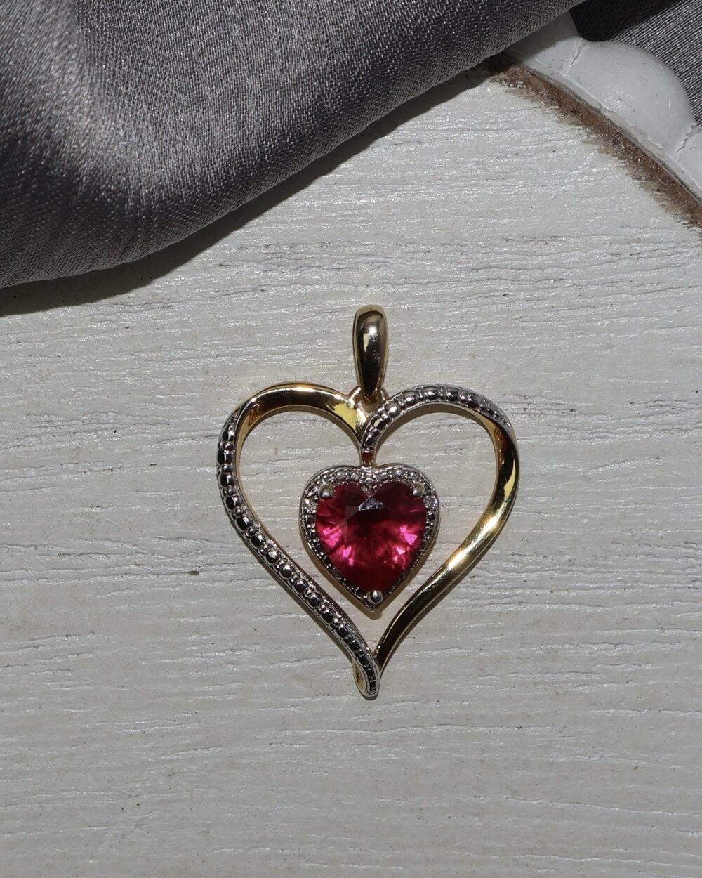 Heart Sterling Silver Ruby Pendant 2.1G / 0.9in